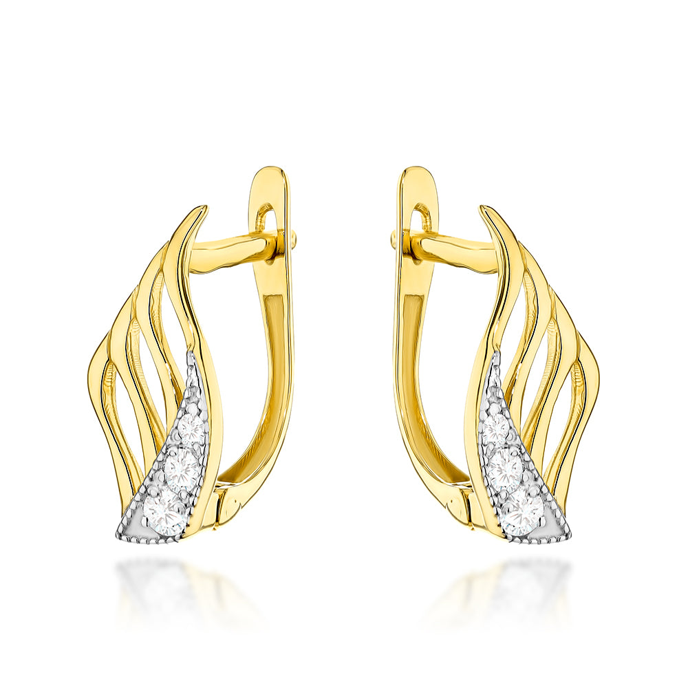 Cercei Aur 14K Aripi Delicate cu Zirconiu