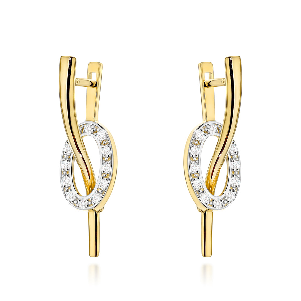 Cercei Aur 14K Val și Oval cu Zirconii