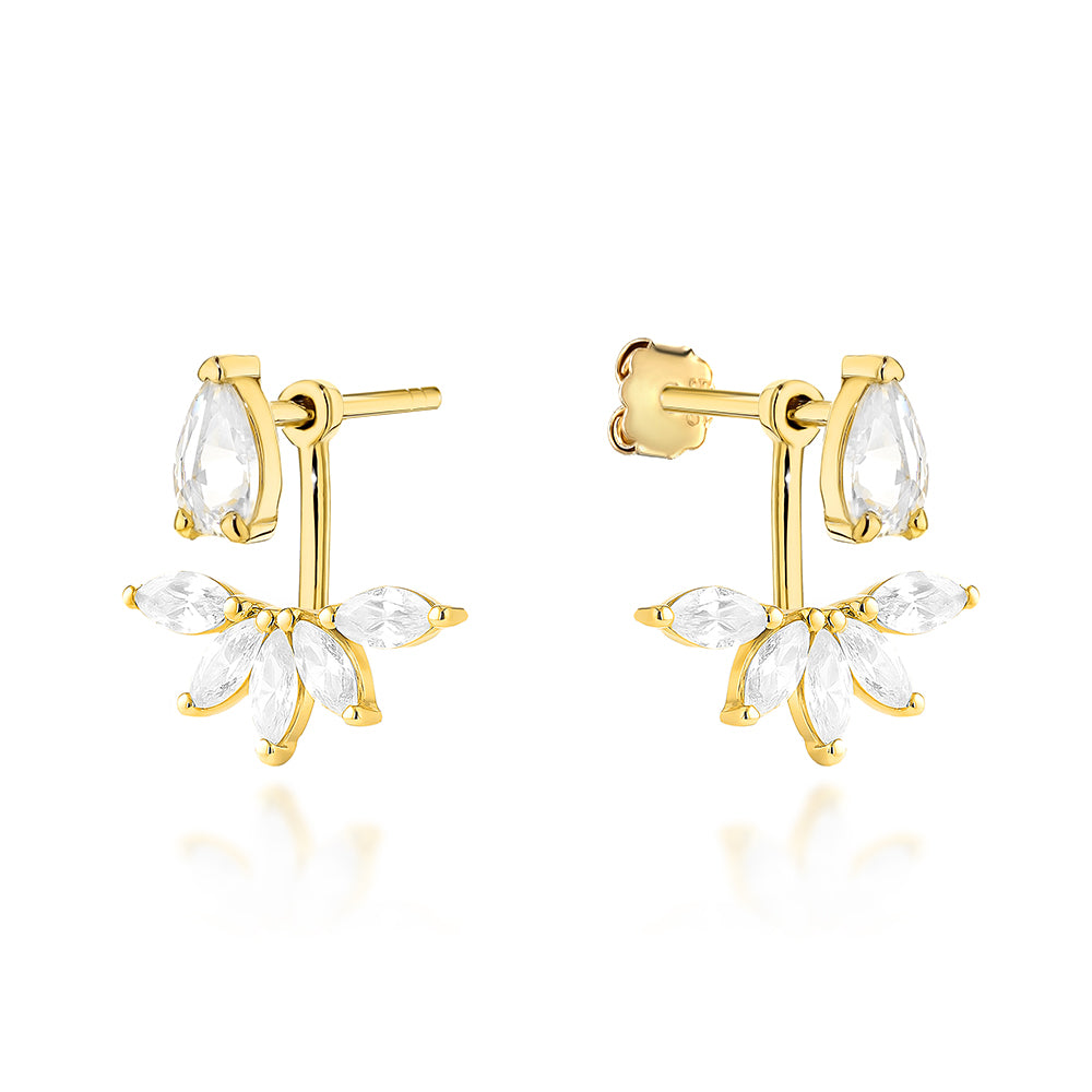 Cercei Aur 14K Listă Cu Zirconiu – Eleganță Naturală
