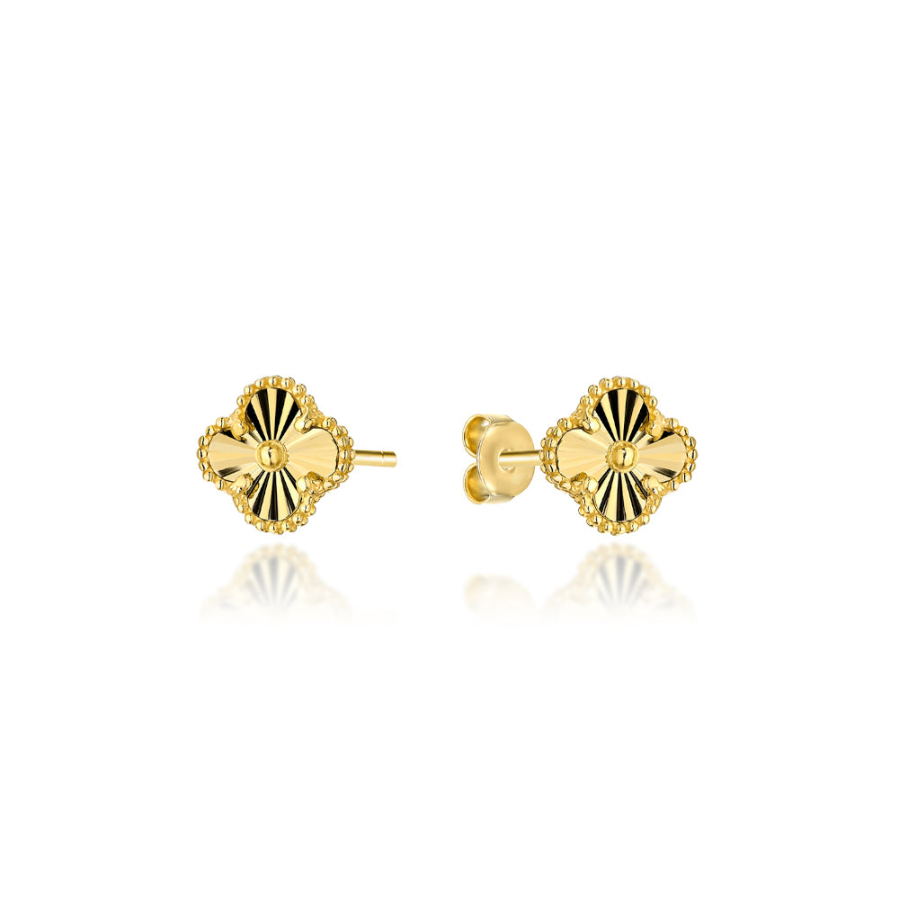 Cercei Aur 14K Trifoi Diamantat 6mm