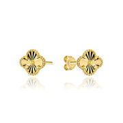 Cercei Aur 14K Trifoi Diamantat 8mm - Eleganță Atemporală