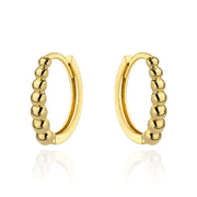 Cercei Creole Aur 14K cu Bile Aurii – Eleganță Rotundă