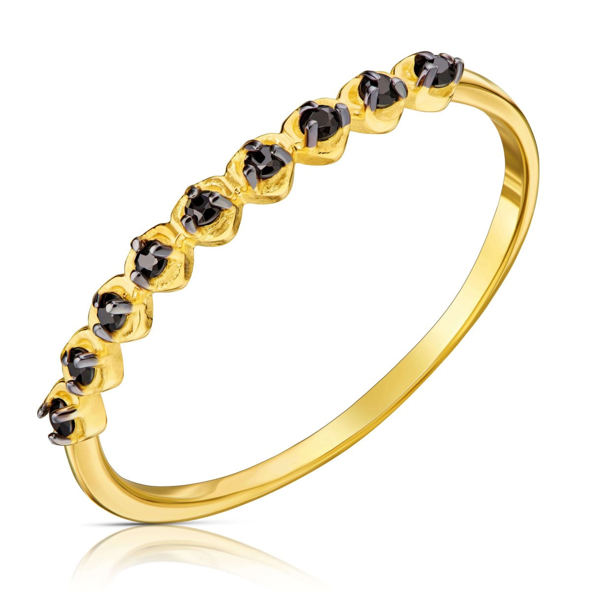 Inel Elegant Aur 8K cu Zirconii Negre - Design Unic