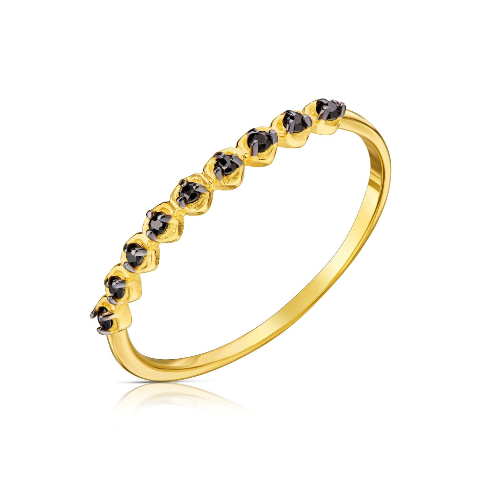 Inel Elegant Aur 8K cu Zirconii Negre - Design Unic