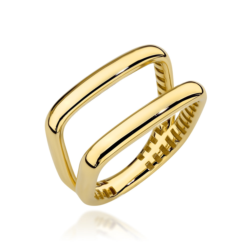 Inel Aur 14K Bono Rosso - Design Rectangular Elegant