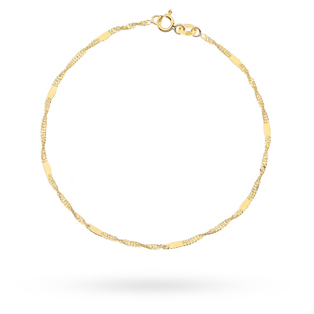 Brățară de Picior Aur 14K Singapore cu Plăcuță - Eleganță Pură