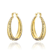 Cercei Aur 14K Rotunzi, Zdobiti cu Model Diamantat