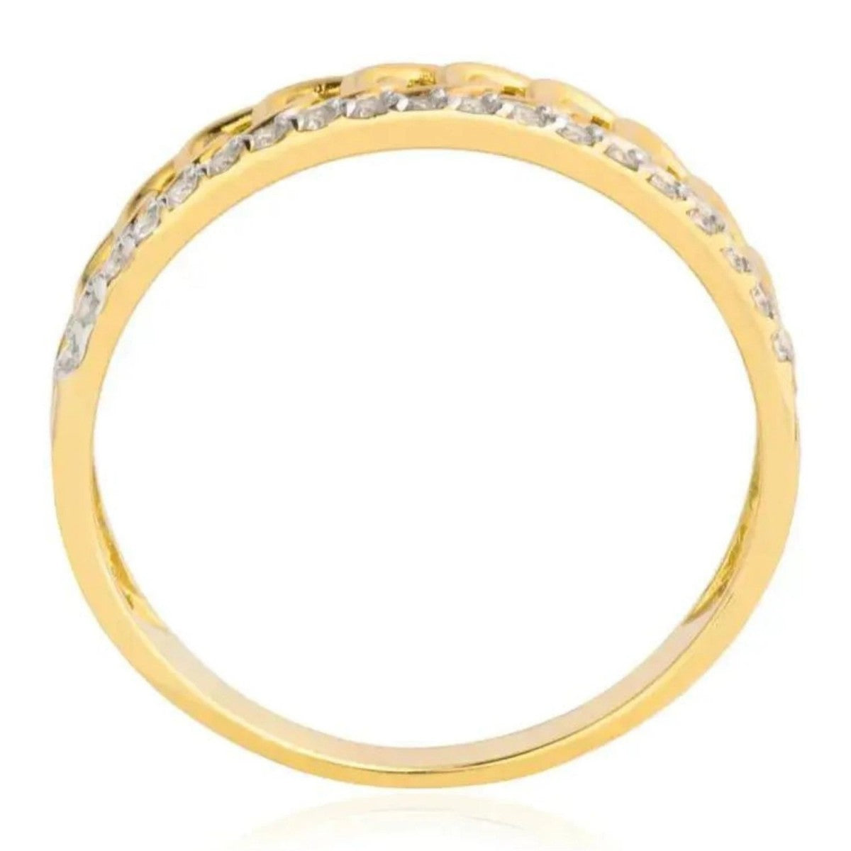 Inel Lanț Aur 8K cu Zirconii - Eleganță Subtilă