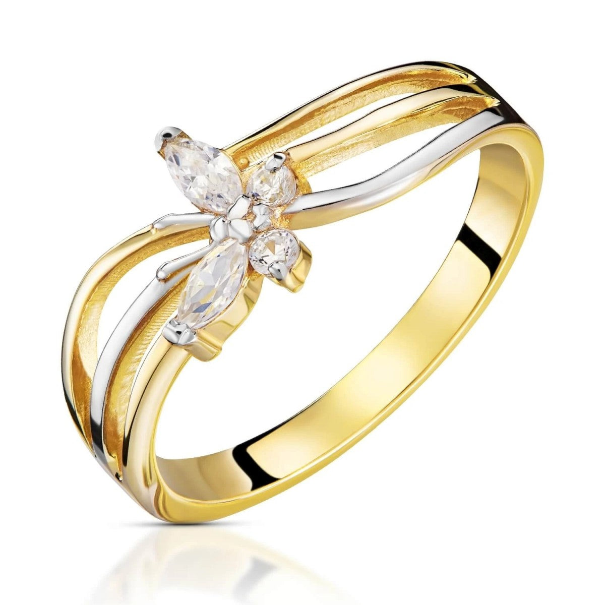 Inel Fluture Aur 8K Cu Zirconiu - Eleganță Delicată