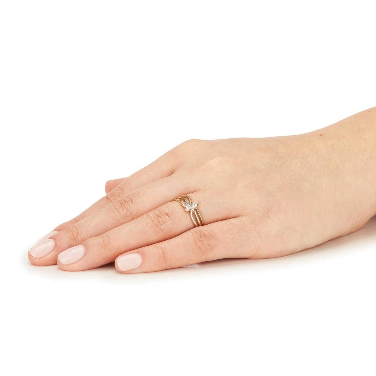 Inel Fluture Aur 8K Cu Zirconiu - Eleganță Delicată