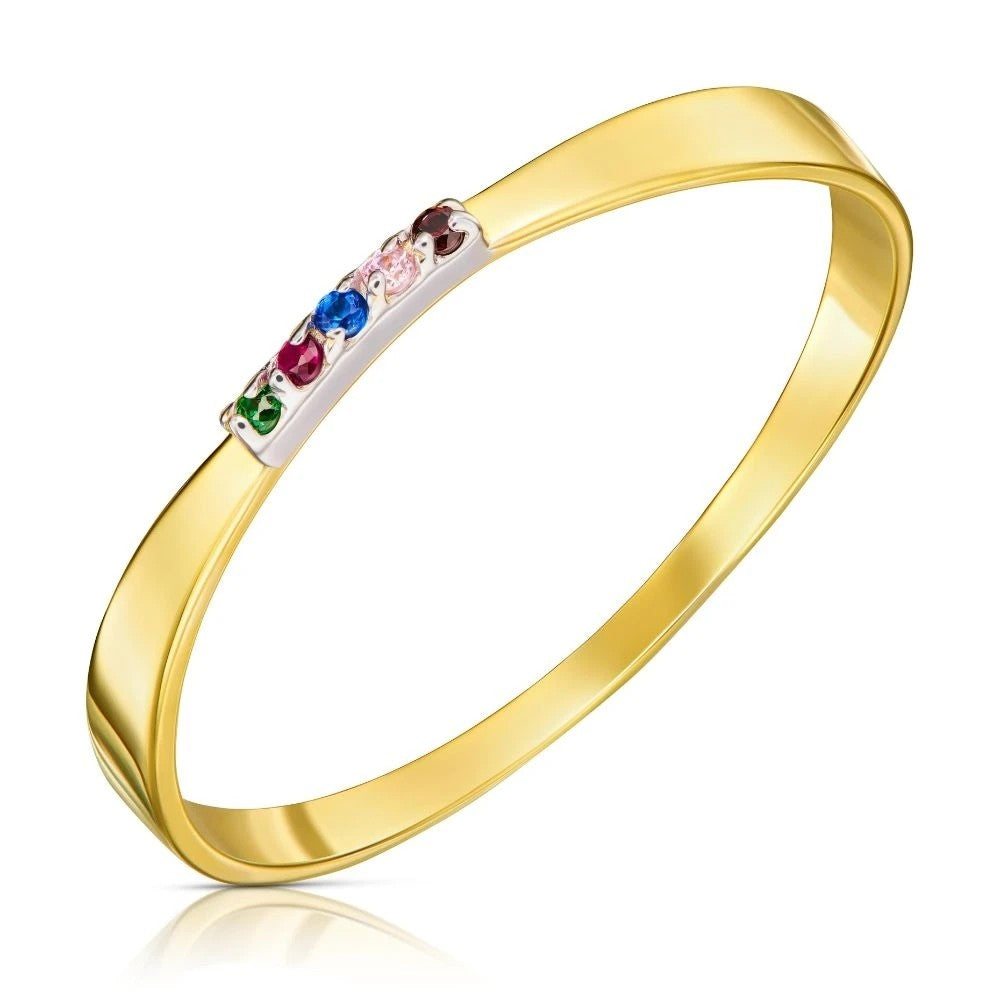 Inel Aur 8K cu Zirconii Colorate - Design Elegant