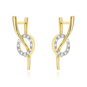 Cercei Aur 14K Valuri și Cerculețe cu Zirconiu – Eleganță Atemporală