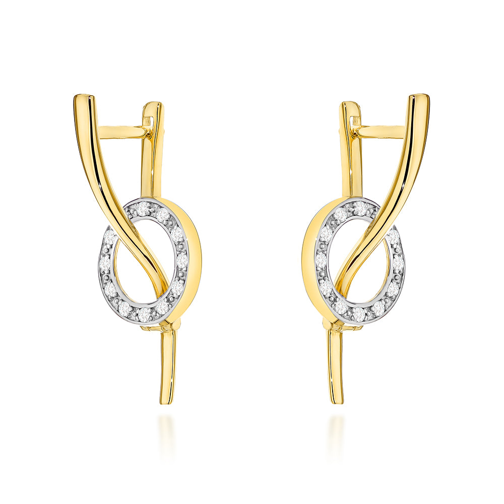 Cercei Aur 14K Valuri și Cerculețe cu Zirconiu – Eleganță Atemporală