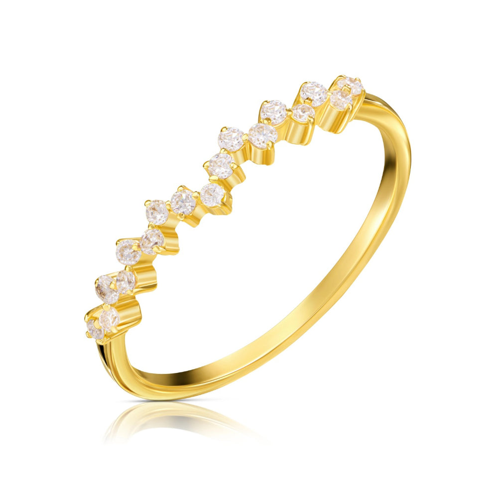 Inel Subțire Aur 8K cu Zirconii - Design Elegant