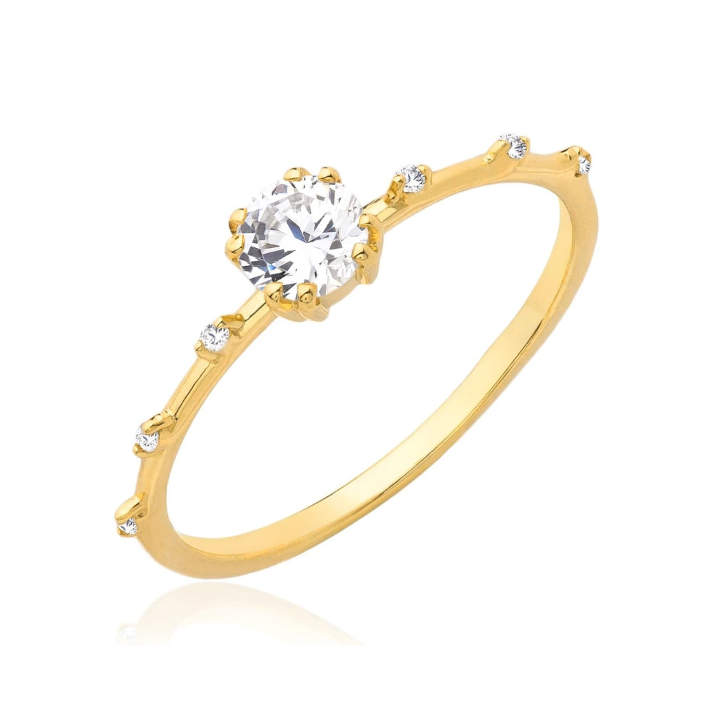 Inel Delicat Aur 8K cu Pietre Albe - Eleganță Subtilă