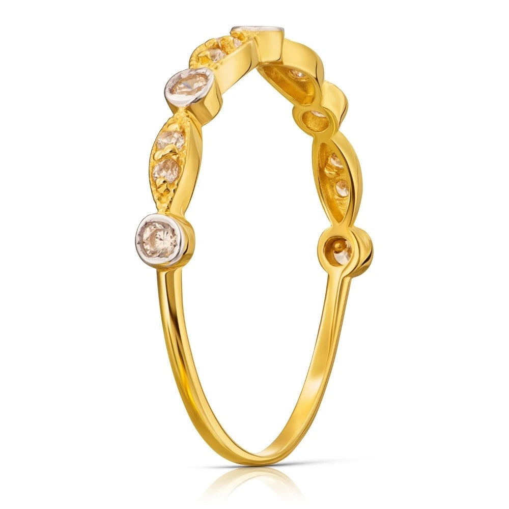 Inel Delicat Aur 8K cu Cristale Albe