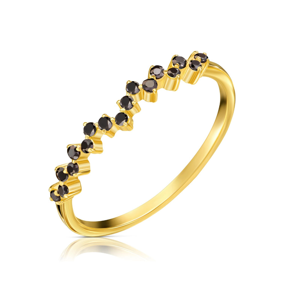 Inel Aur 8K cu Zirconii Negre - Eleganță Definită