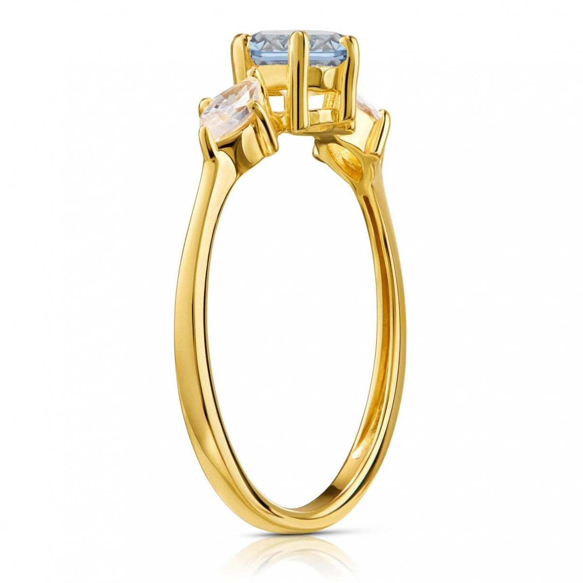 Inel Aur 8K cu Piatră Albastră Strălucitoare