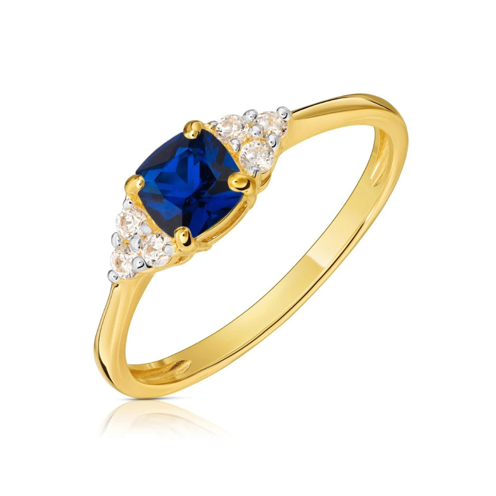 Inel Aur 8K cu Piatră Albastră – Eleganță Subtilă