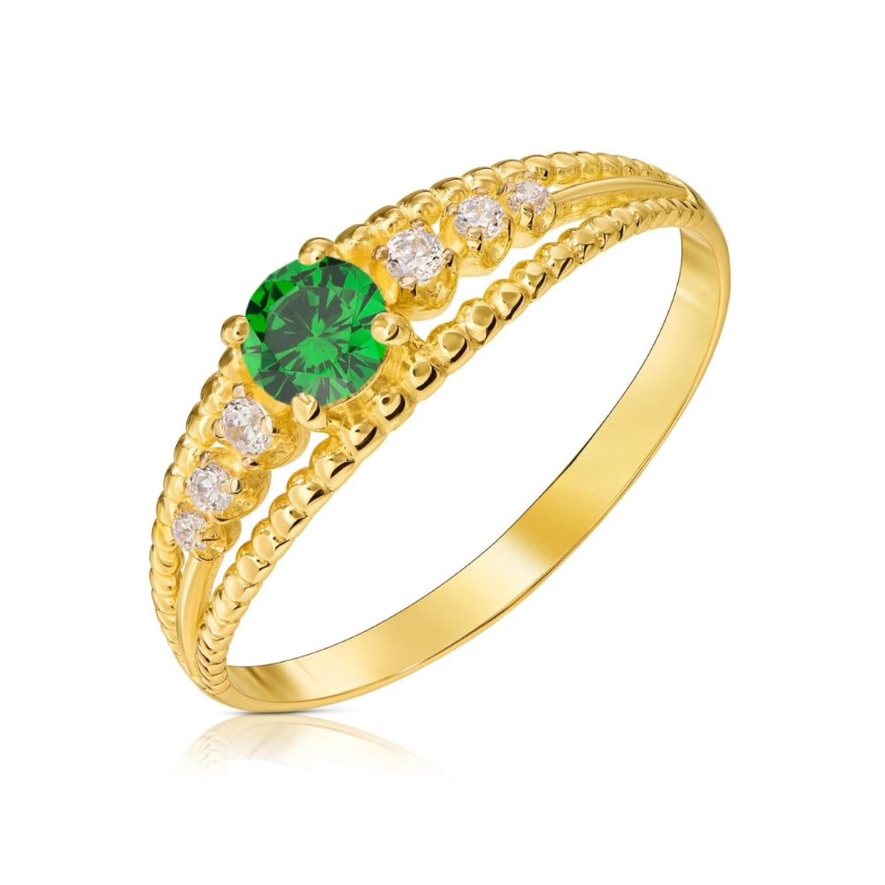 Inel Aur 8K cu Zirconiu Verde – Eleganță Atemporală