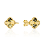 Cercei Aur 14K Trifoi Diamantat 8mm - Eleganță Clasic