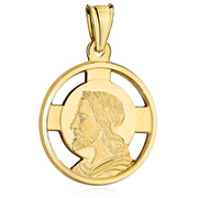Medalion Aur 14K cu Imaginea lui Iisus, Model Rotund, Dimensiuni Mari