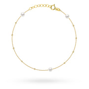 Bratara Aur 14K cu Mărgele Delicate Diamantate și Perle Naturale