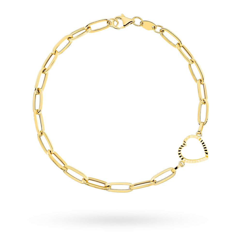 Brățară Aur 14K Cu Zale Lungi și Inimă Decorativă