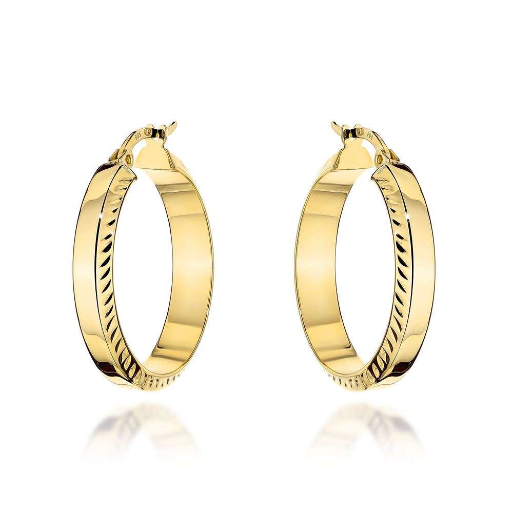 Cercei Aur 14K Rotunzi cu Margini Diamantate