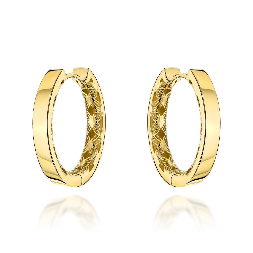 Cercei Creole Aur 14K Rotunzi cu Detalii Ajourate - Eleganță Clasic