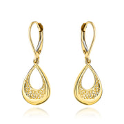 Cercei Aur 14K Lacrimă cu Design Ajourat - Eleganță Rafinată