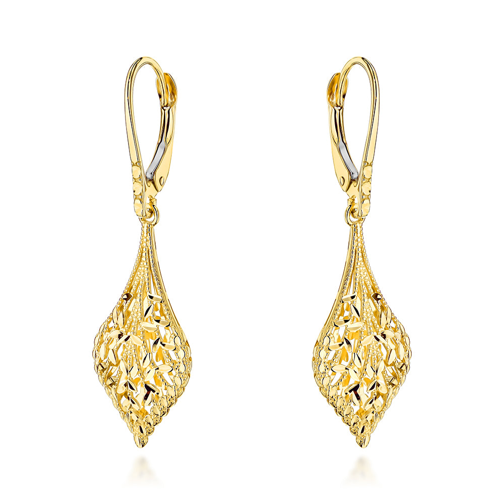 Cercei Aur 14K Listi cu Detalii Delicate