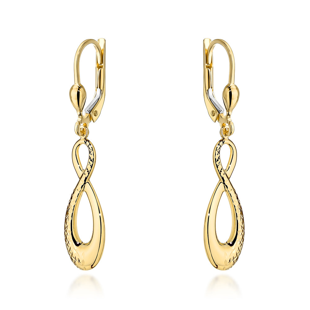 Cercei Aur 14K Semnul Infinitului, Finisați Cu Detalii Excepționale