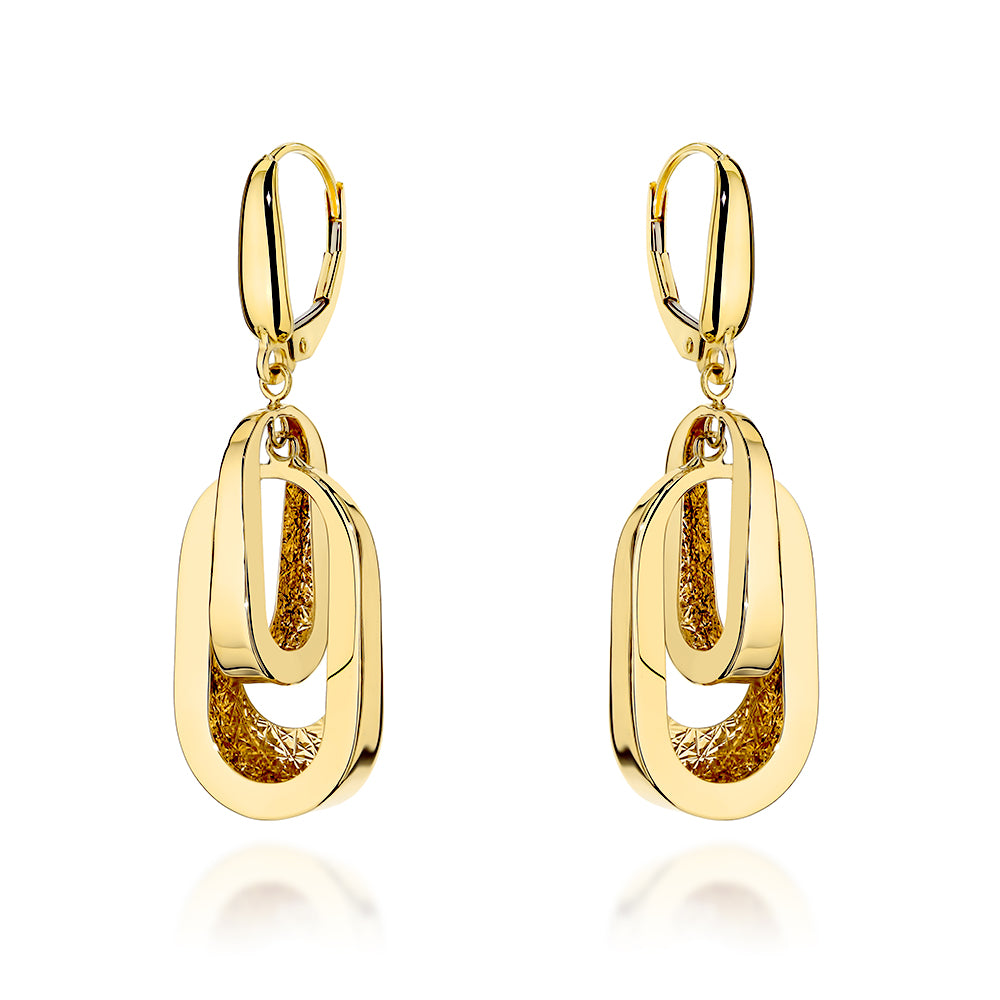 Cercei Aur 14K Ovali Dubli Ajourati - Eleganță Atemporală