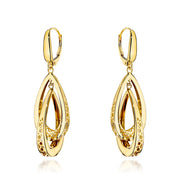 Cercei Aur 14K Picături Duble Ažurate - Eleganță Geometrică