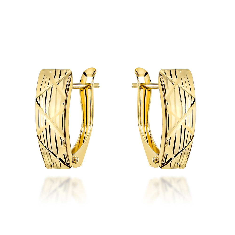 Cercei Aur 14K Cu Design Elegant și Finisaj Diamantat