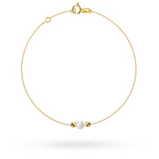 Brățară Aur 14K cu Perlă Naturală și Biluțe Delicate