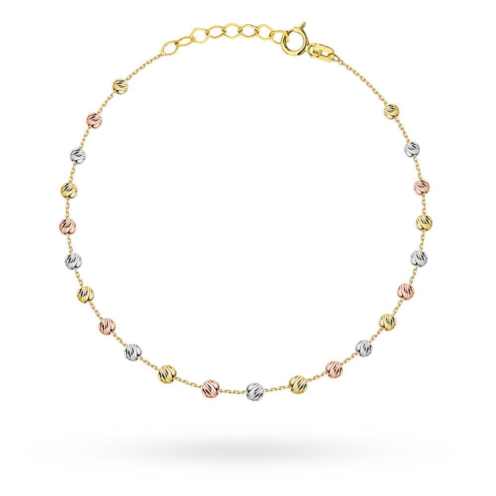 Bratara Aur 14K Tricolor Cu Biluțe Diamantate