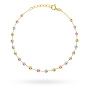 Bratara Aur 14K Tricolor Cu Biluțe Diamantate