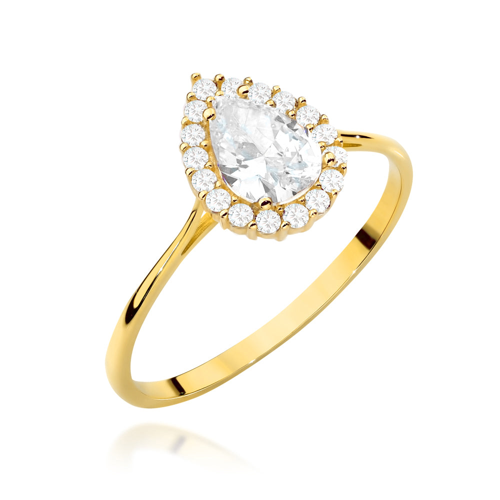 Inel Aur 14K Lacrimă Delicată cu Zirconii