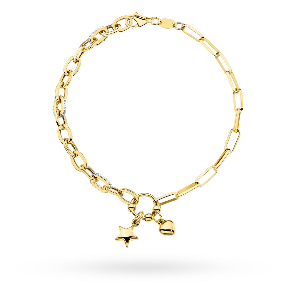 Brățară Aur 14K cu Zirconii, Stea și Inimă - Eleganță Românească