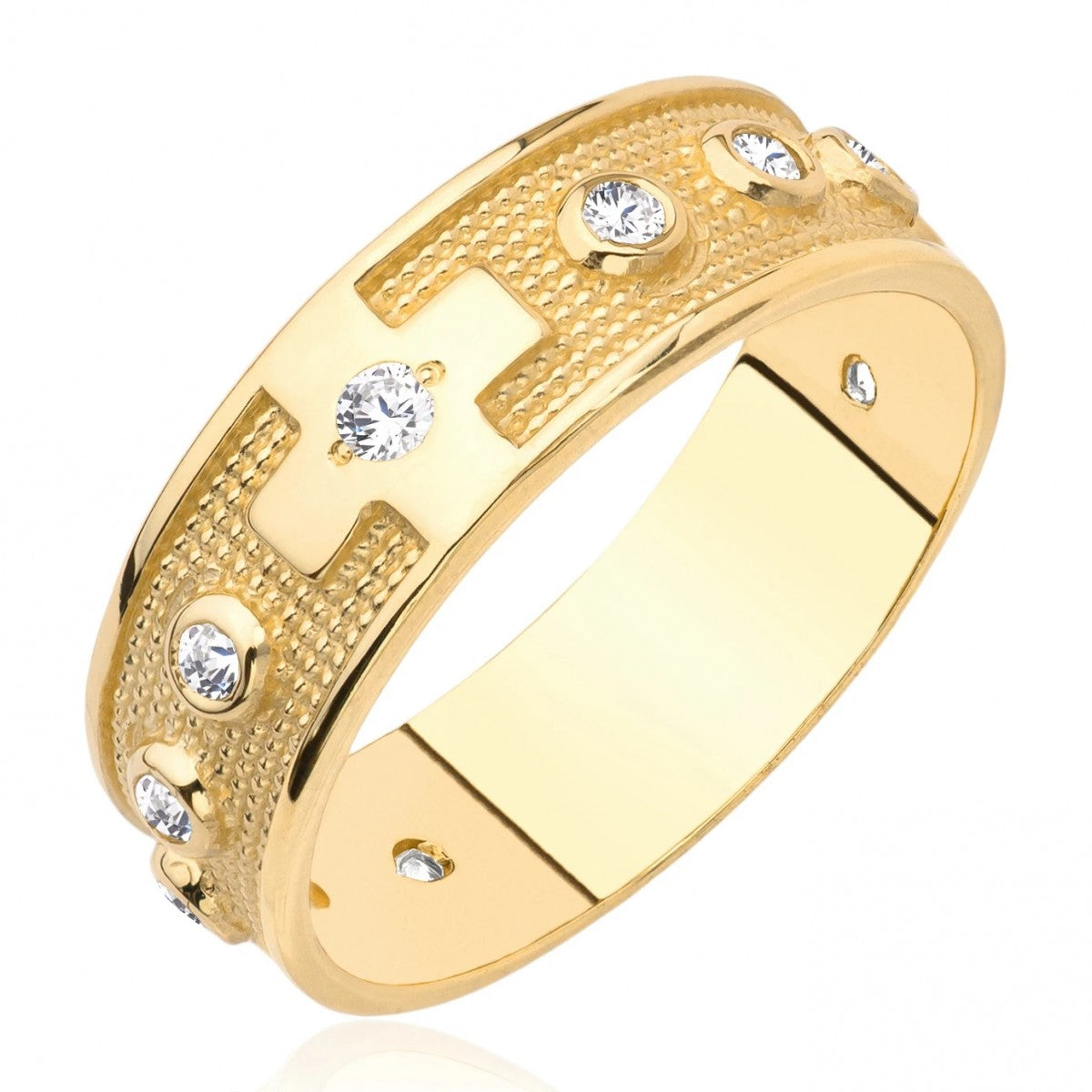 Inel Lat Aur 8K cu Zirconii - Eleganță Auriu Strălucitoare