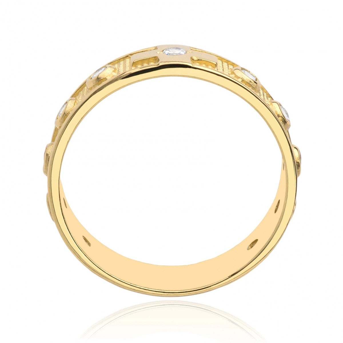 Inel Lat Aur 8K cu Zirconii - Eleganță Auriu Strălucitoare
