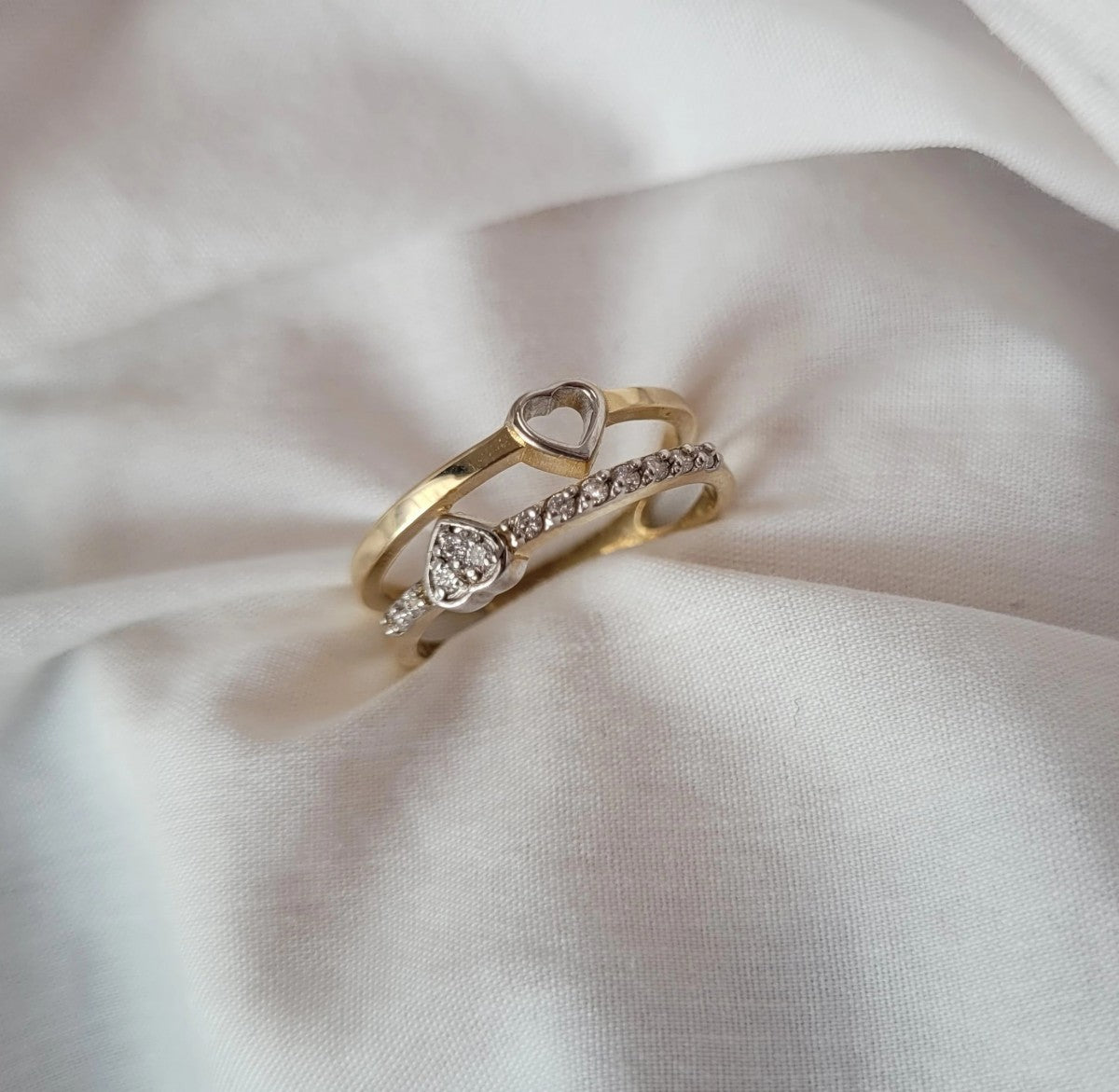 Inel Aur 8K Două Inimi - Eleganță și Romantism