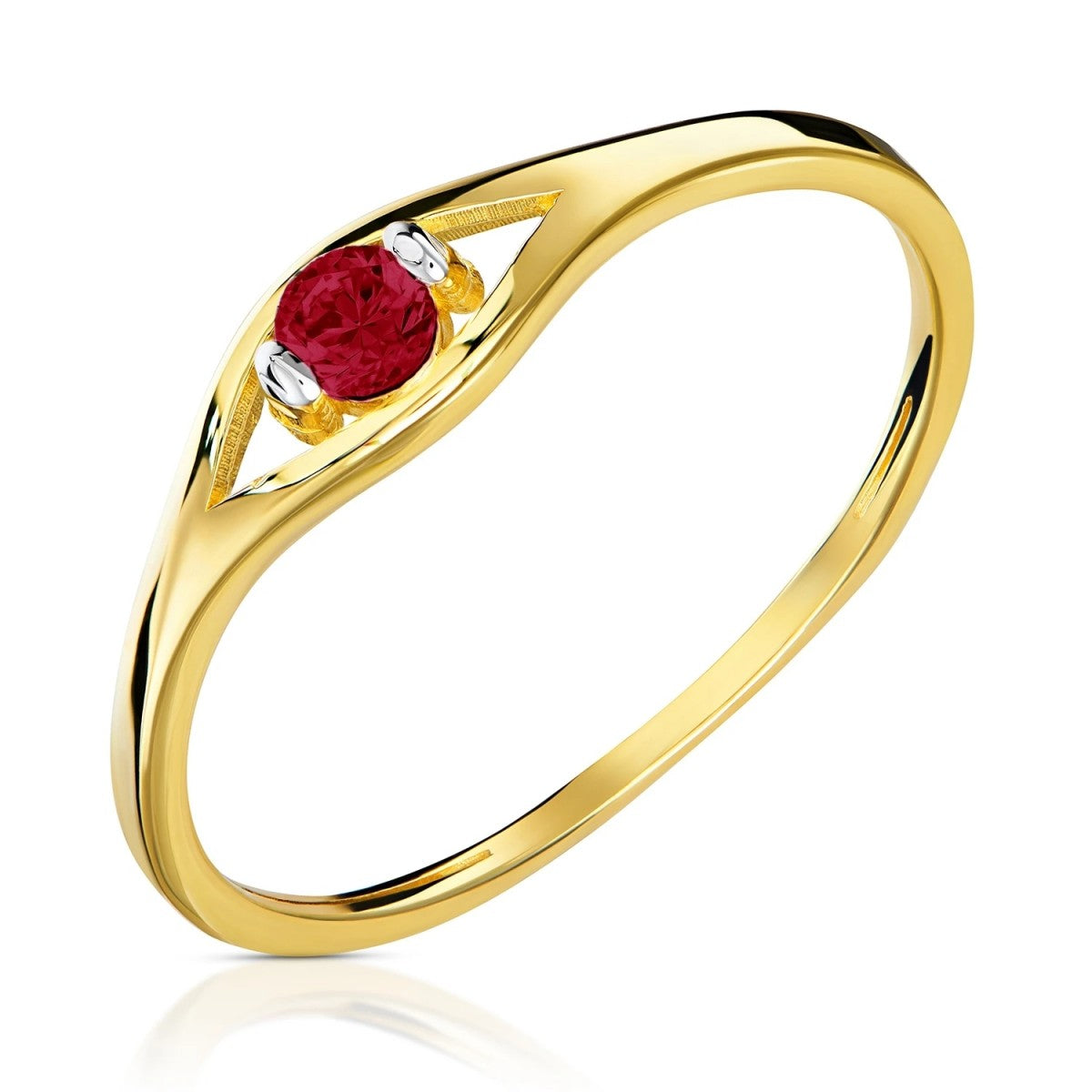 Inel Aur 8K Rubin Cubic Zirconia - Eleganță Clasic