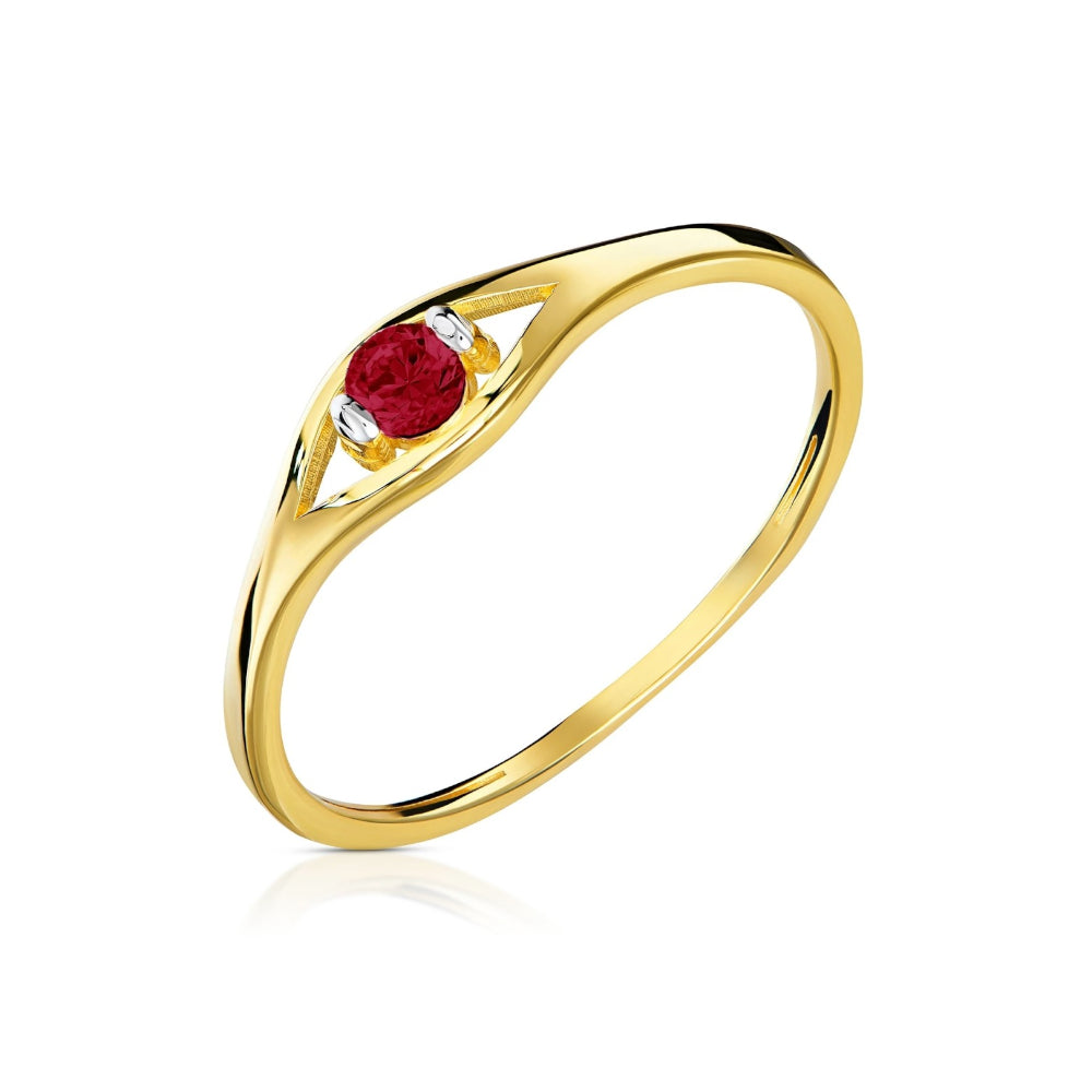 Inel Aur 8K Rubin Cubic Zirconia - Eleganță Clasic