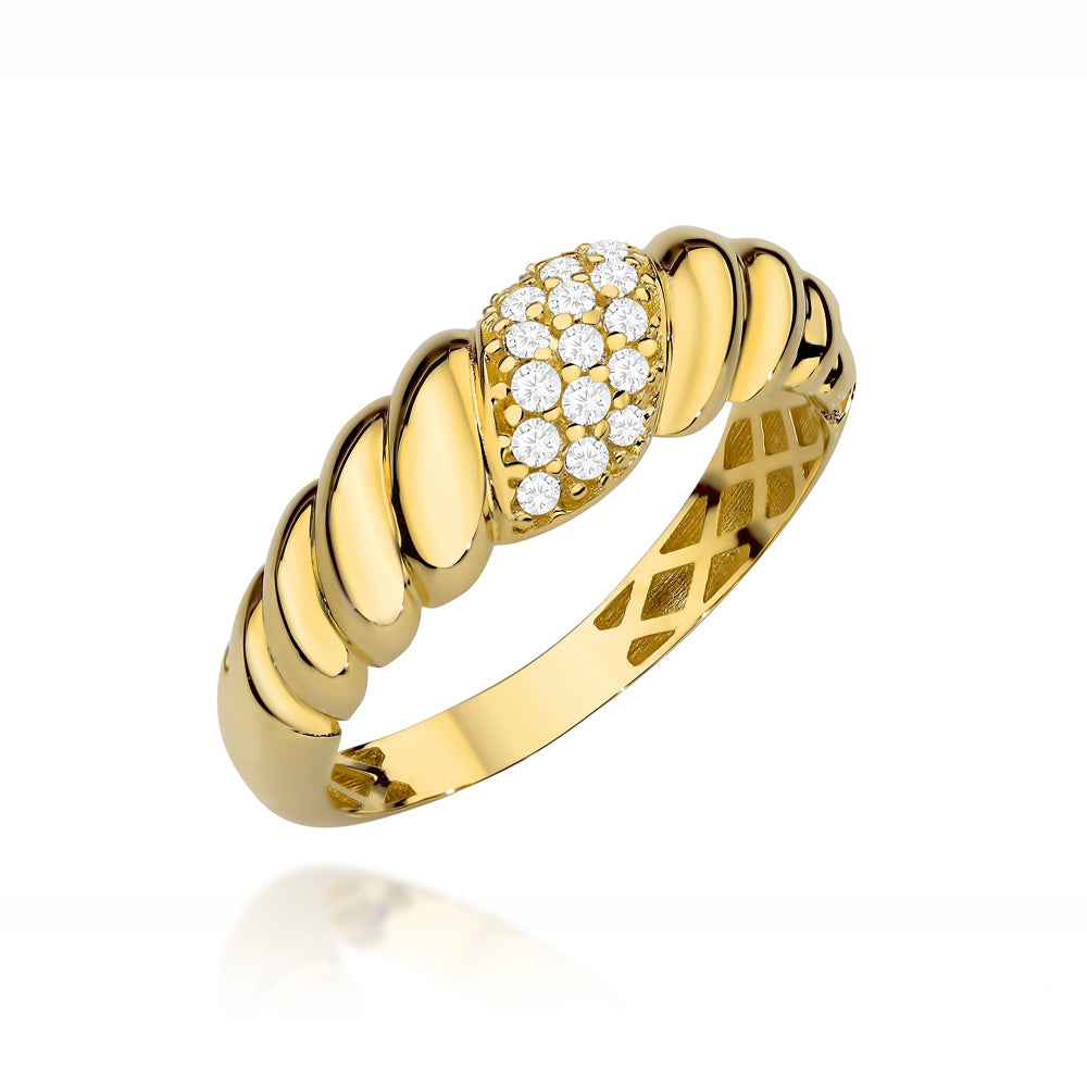 Inel Aur 14K Împletit cu Zirconii