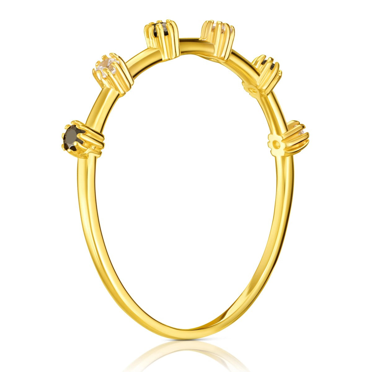 Inel Aur 8K Cu Zirconii Albe și Negre