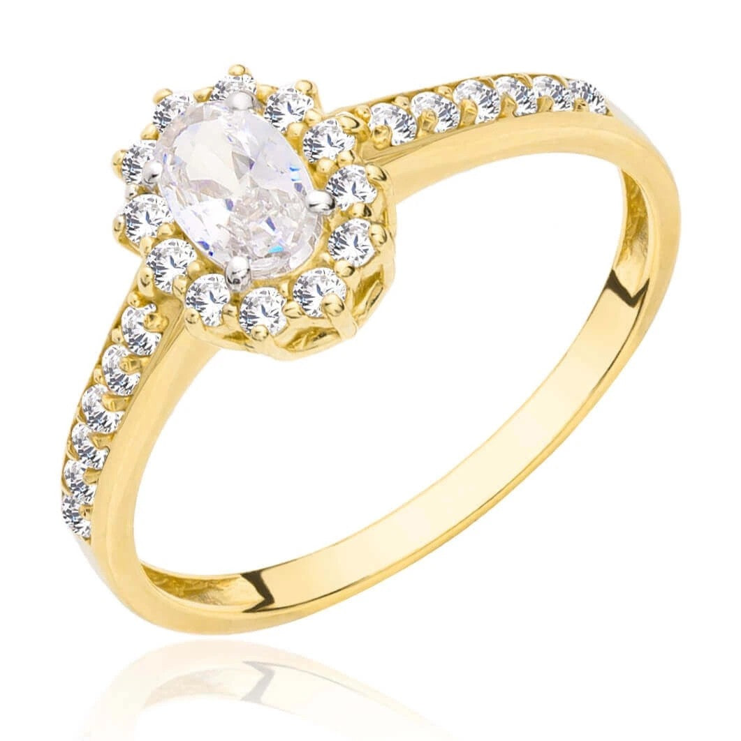 Inel Aur 8K cu Zirconii Albe