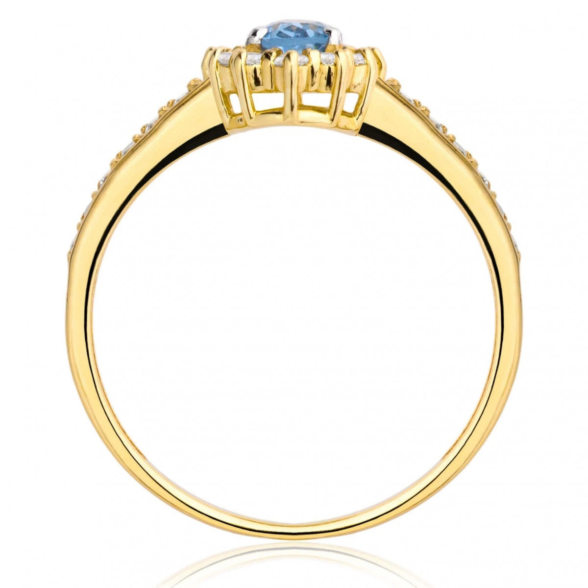 Inel Aur 8K Cu Piatra Albastră și Zirconiu
